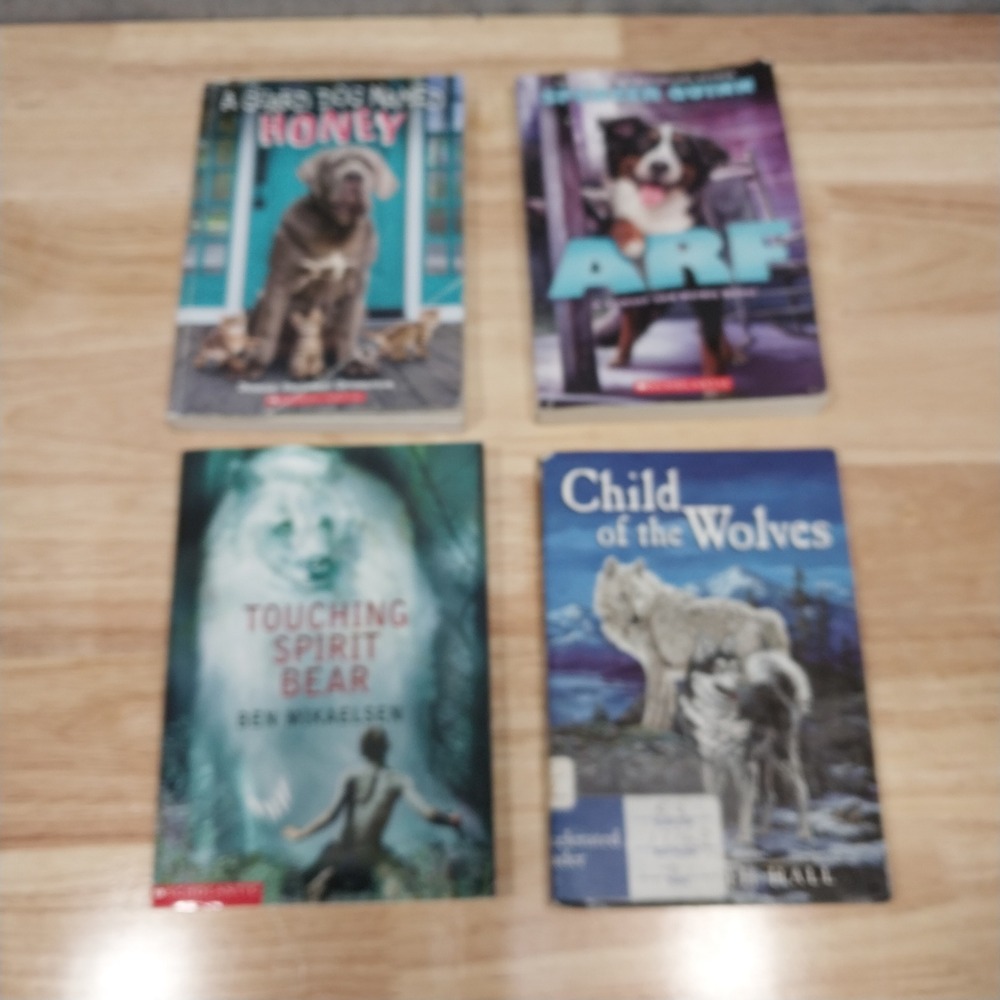 Scholastic Kid Book Lot 4 Paperbacks Touching Spirit Bear Arf Wolves Honey